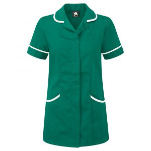 ORN Workwear - Florence Classic Ladies Tunic - 8600 bottle green white front